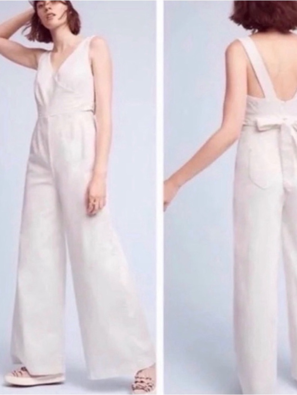 White sleeveless wide leg jumpsuit size 6